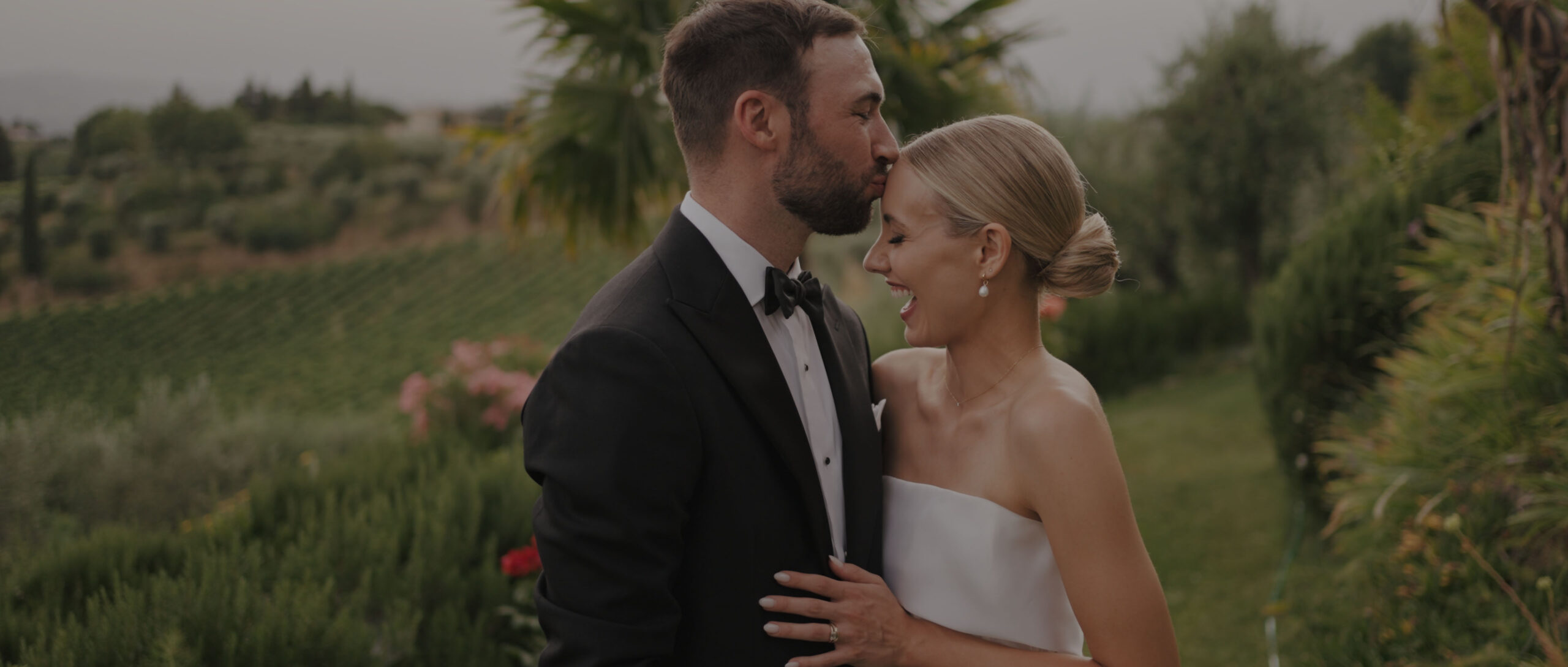 Gaetano Di Giacomo, Italian wedding videographer at Villa il Pozzo. Matt and Robyn couple's portrait at sunset.