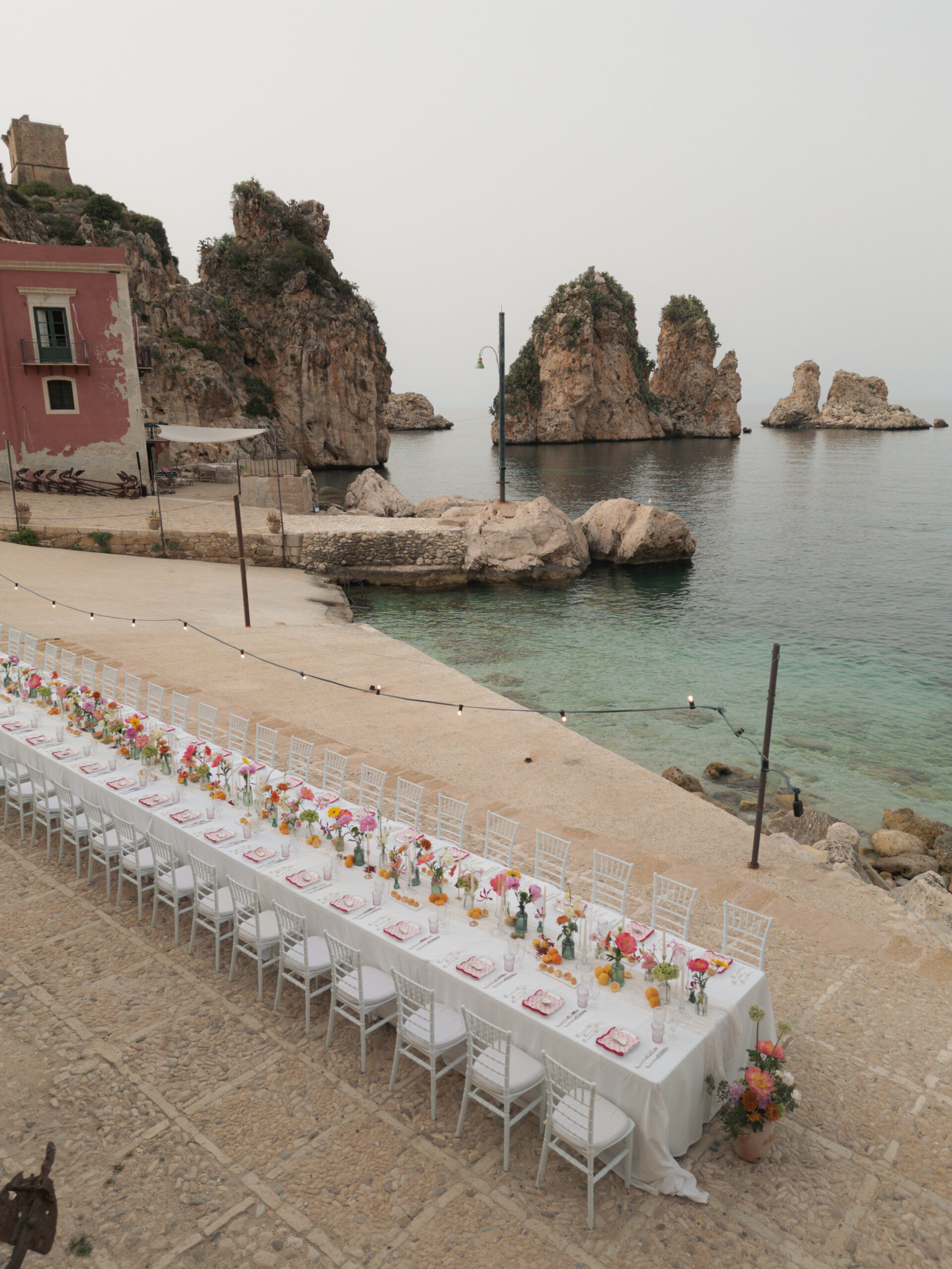 Rossini Weddings, Italian wedding planner wedding dinner at Tonnara di Scopello Sicily