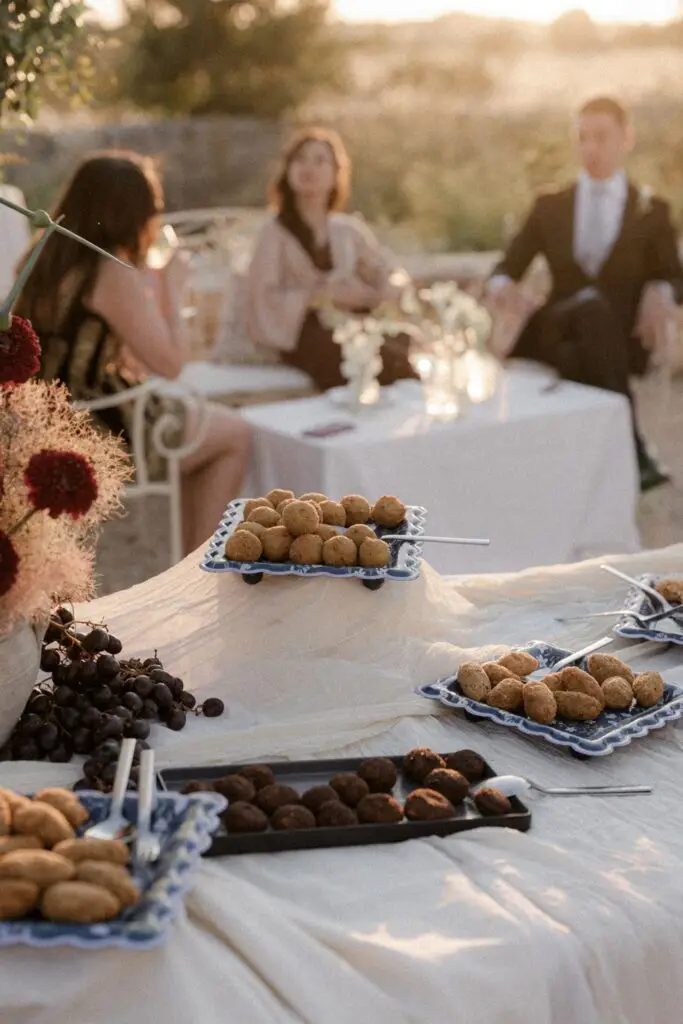 Aperitif at Italian wedding, Italian wedding food